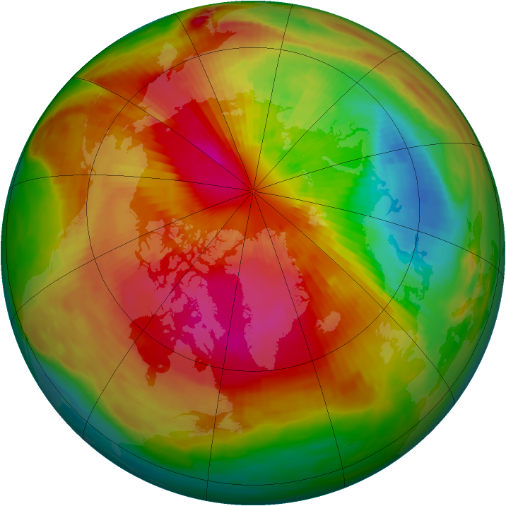 Arctic ozone map for 17 March 1986